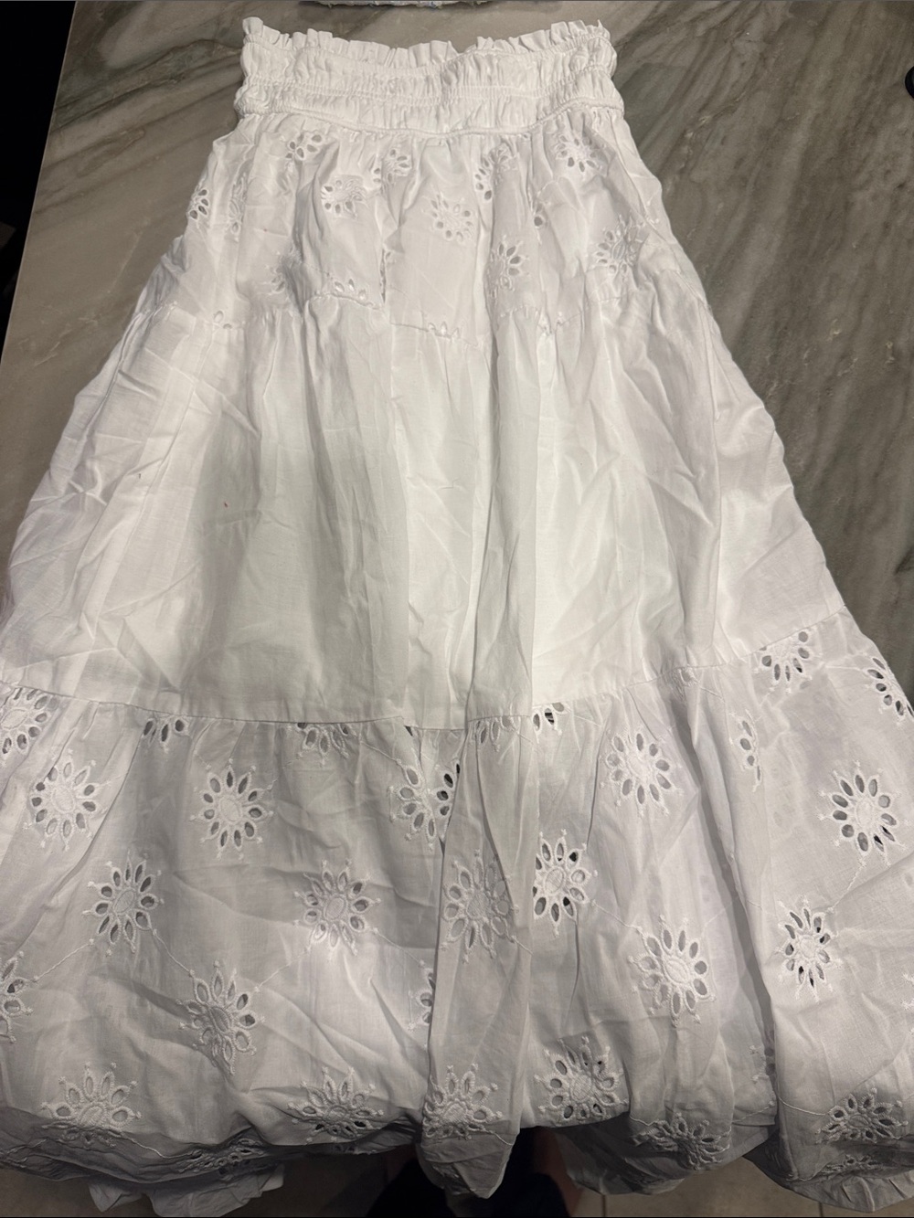 Francesca's Collections White Eyelet Maxi Skirt